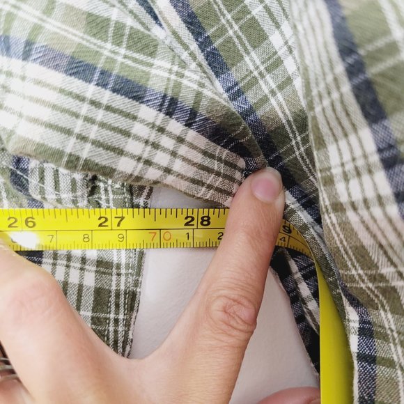 R&R Long Sleeve Casual Button Down Shirt Green Plaid Mens Pocket 17.5 Cotton - Picture 8 of 10